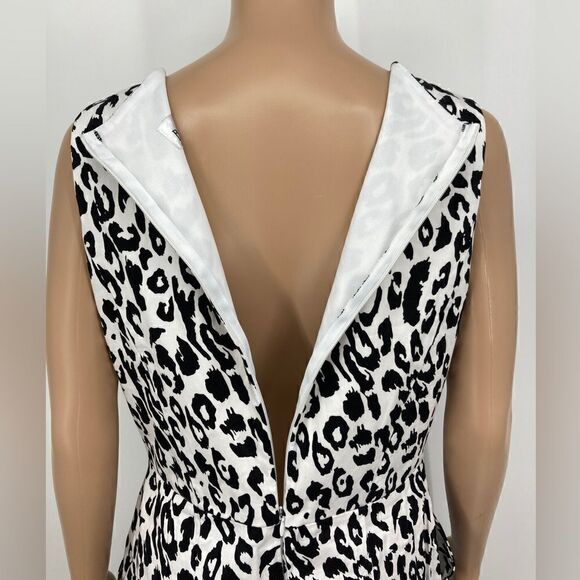 Beladama Cheetah Print Midi Dress Size 12 Black/White Color Made in Venezuela - Picture 7 of 10